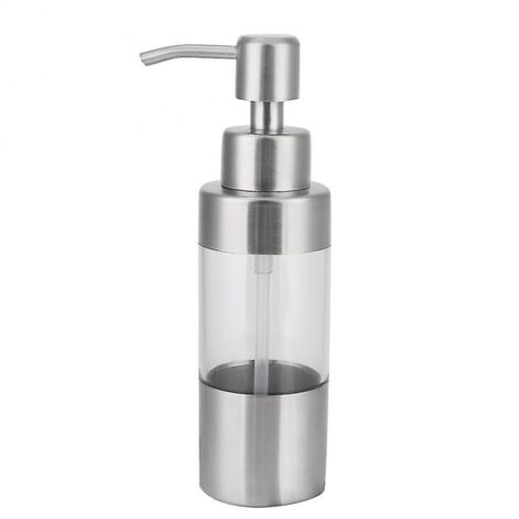 Flacon distributeur de savon pour les mains manuel de 350 ml en acier inoxydable et ABS transparent, avec pompe-AquaForge (1/5)