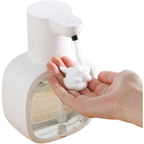 Distributeur automatique de savon moussant, distributeur de gel sans contact pour les mains et la vaisselle, 4 modes de dosage, pour lavabo, salle de bain, mains, vaisselle (blanc)-AquaForge (1/5)