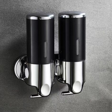 Distributeur de savon double tête 1000 ml en acier inoxydable, pompe à shampoing manuelle à pression pour douche-AquaForge (1/3)
