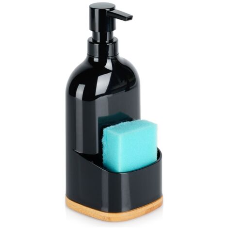 Distributeur de liquide vaisselle avec porte-éponge, noir, 500 ml-AquaForge (1/5)