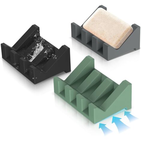 Lot de 3 porte-savons autonettoyants allongés pour douche, porte-savon, porte-savons pour pains de savon, porte-savon de salle de bain, porte-savon pour baignoire-AquaForge (1/4)