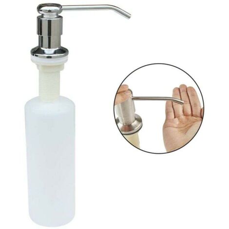 Distributeur de savon encastrable haut de gamme pour lavabo, tête de pompe rotative à 360° en acier inoxydable finition nickel brossé, bec long pour une précision optimale-AquaForge (1/5)