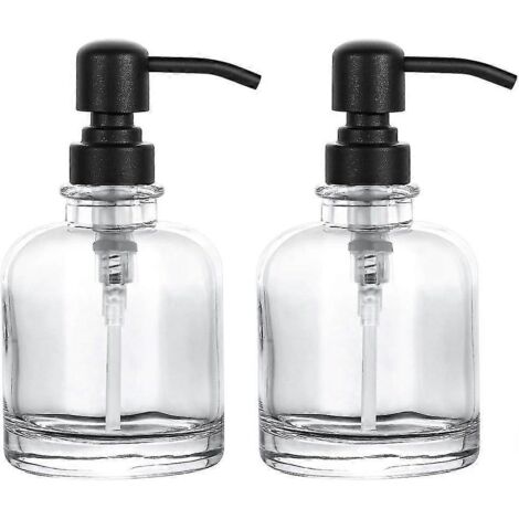 Distributeur de savon pour les mains, pot transparent, pompe noire mate, 355 ml (12 oz), acier inoxydable-AquaForge (1/5)