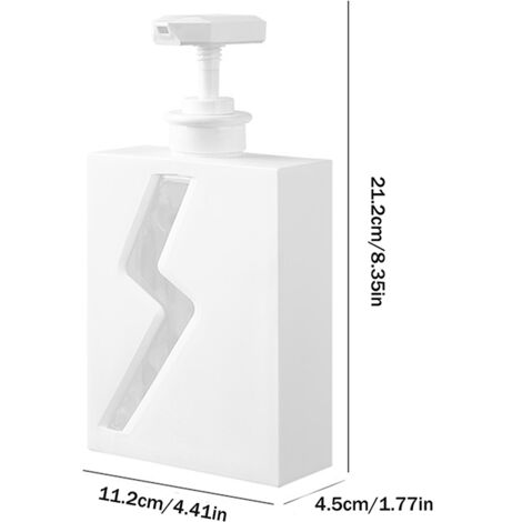 Pompe à savon 500 ml pour salle de bain, rechargeable pour lotion, shampoing et douche, blanche-AquaForge (1/5)