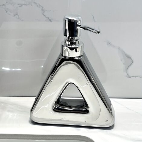 Un porte-savon en céramique créatif, un flacon-pompe pour gel douche et savon pour les mains (vide), une bouteille rechargeable.-AquaForge (1/4)