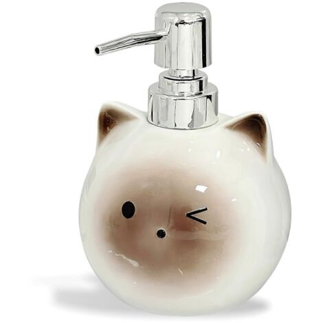 Pompe à savon en céramique Chat Siamois 450 ml, adorable pompe à savon pour salle de bain ou plan de travail de cuisine-AquaForge (1/4)