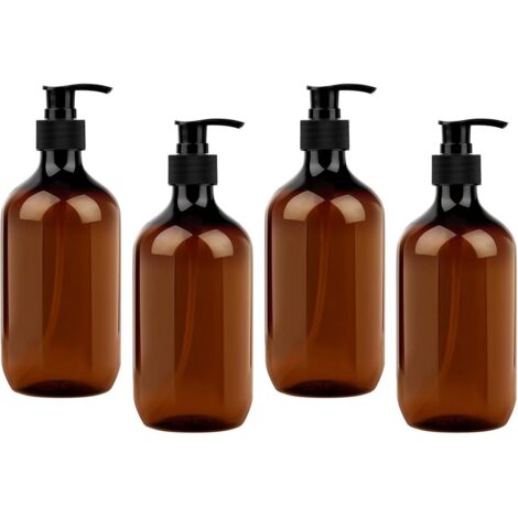 Allecto Plus - Lot de 4 flacons vides rechargeables de 500 ml, distributeur de savon liquide, shampoing, après-shampoing et gel douche, avec pompe en plastique.-AquaForge