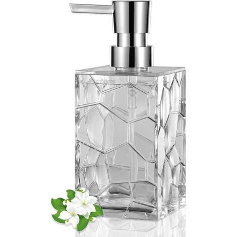 Distributeur de savon transparent en acrylique 320 ml pour salle de bain, cuisine ou dortoir (16 x 7 cm)-AquaForge (1/5)