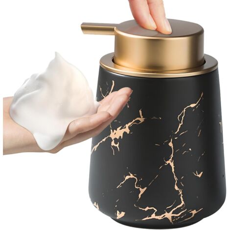 Distributeur de savon en céramique pour mousse et lotion avec pompe à pression légère, noir, 12,5 x 8,5 cm-AquaForge (1/5)
