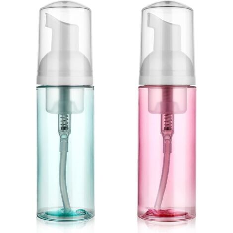 Lot de 2 flacons pompe à mousse, format voyage, 50 ml/1,7 oz, petit distributeur de savon mousse, distributeur de savon mousse transparent, mini flacons pompe vides et rechargeables-AquaForge (1/4)