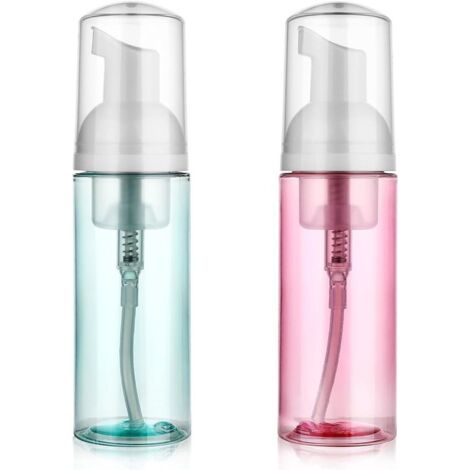 Lot de 2 flacons pompe à mousse, 50 ml, distributeur de savon mousse petit format, transparent-AquaForge (1/4)