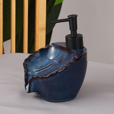 1 porte-savon en céramique réutilisable avec pompe facile à presser, adapté aux salles de bains et aux cuisines, pour le shampoing et le gel douche.-AquaForge (1/5)