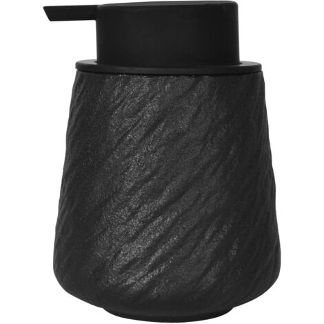 Distributeur de savon liquide en céramique de 400 ml avec pompe à mousse à bouton-poussoir noire, surface texturée, réutilisable-AquaForge (1/5)