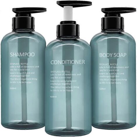 Lot de 3 pompes à savon en plastique de 500 ml, pompe à savon sous vide pour salle de bain et cuisine, pompe à savon rechargeable pour lotion, gel douche et shampoing.-AquaForge (1/5)