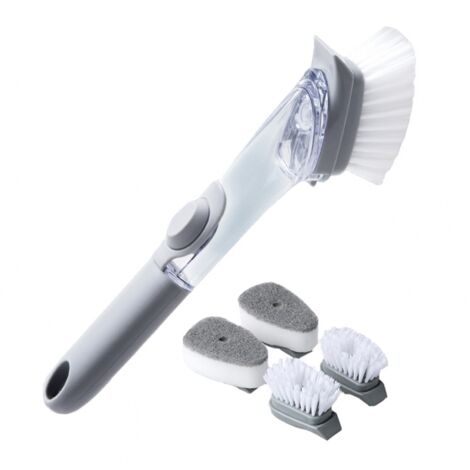 Brosse à vaisselle - Brosse à vaisselle avec réservoir à savon - Avec 4 accessoires - Avec réservoir à savon - Brosse de nettoyage avec manche - Brosse à vaisselle-AquaForge (1/5)
