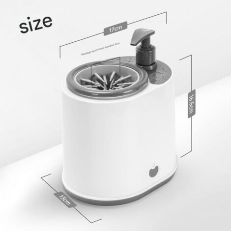 Nettoyeur de pattes électrique 2 en 1 pour animaux avec distributeur de savon (version grise)-AquaForge (1/3)