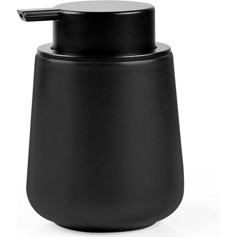 Distributeur de lotion noir, distributeur de savon en céramique de 355 ml, distributeur de savon liquide pour les mains rechargeable pour la salle de bain, distributeur de liquide vaisselle pour la cu (1/4)