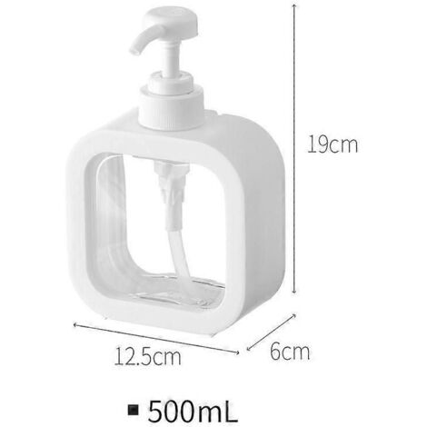 Flacon distributeur de savon à pompe blanc, récipient en plastique rechargeable de 300 ml ou 500 ml pour savon pour les mains, gel douche et liquide vaisselle.-AquaForge (1/5)