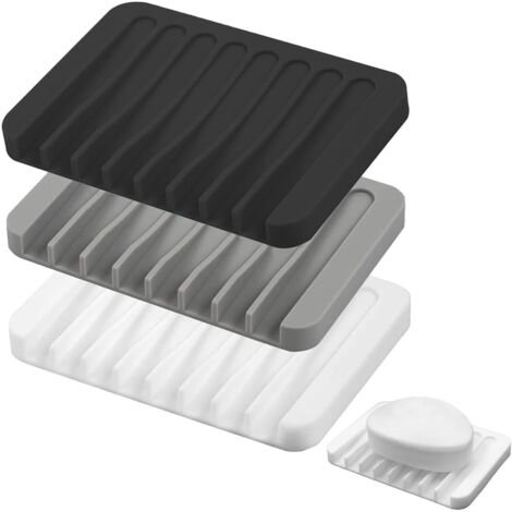Distributeur de savon ING 3 porte-savons - Distributeur de savon en silicone - Distributeur de savon avec évacuation - Gris, blanc, noir-AquaForge (1/5)