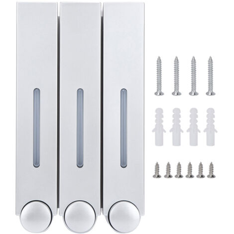 Distributeur de liquide de douche mural à trois jets pour salle de bain d'hôtel, modèle 6028 argenté, trois coupelles-AquaForge