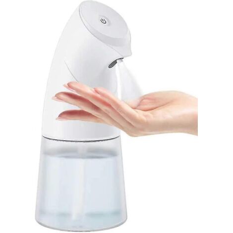 Distributeur de savon automatique avec capteur infrarouge, pulvérisateur de liquide sans contact de 450 ml, réglage à 2 niveaux, étanche IPX3, pour cuisine/salle de bain (blanc) H-AquaForge (1/5)