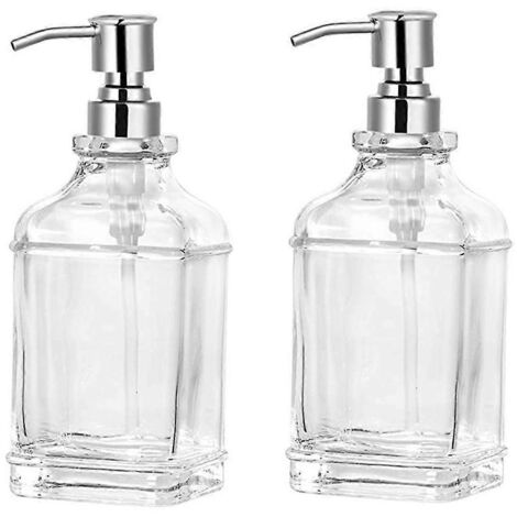 Distributeur de savon en verre avec pompe en acier inoxydable rechargeable pour savon pour les mains et savon de salle de bain-AquaForge (1/5)