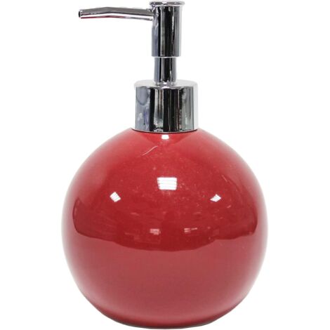 Distributeur de savon (diamètre 9,7 x 16 cm) Framboise, céramique unie-AquaForge (1/4)