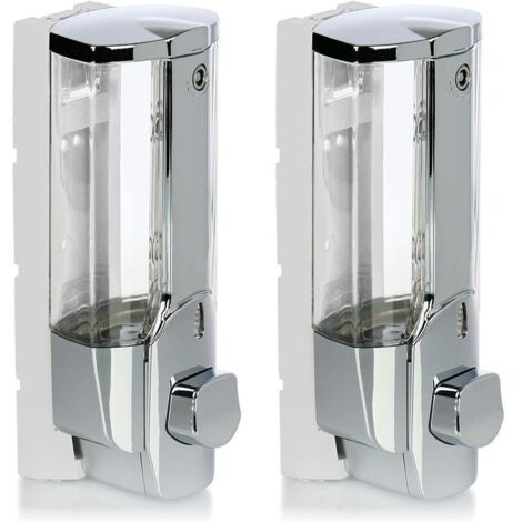 Distributeurs de savon muraux (lot de 2) - Rechargeables pour gel douche et shampoing - Finition chromée-AquaForge (1/3)