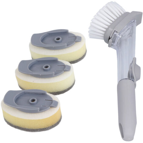 Brosse à vaisselle avec pompe à savon, manche pour éponge à vaisselle, anneau de suspension, tête de rechange-AquaForge (1/5)