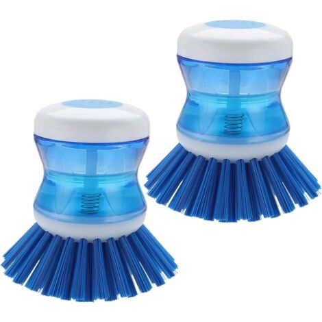 Brosse à vaisselle avec distributeur de savon pour vaisselle, casseroles, poêles et évier, bleue, lot de 2-AquaForge (1/5)