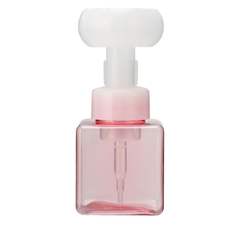 Savon moussant en flacon pompe en forme de fleur, 250 ml, rose transparent, rechargeable, format voyage. Mousse de voyage.-AquaForge (1/5)