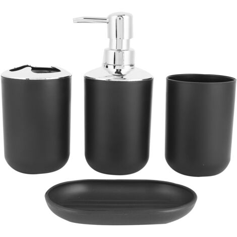 Ensemble de 4 accessoires de salle de bain : porte-savon, distributeur de savon, gobelet de rangement et gobelet de lavage.-AquaForge (1/5)