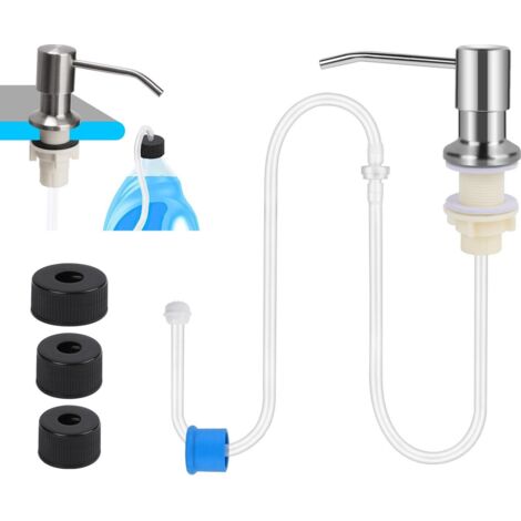 Pompe à savon intégrée en acier inoxydable, rotative à 360°, pratique et résistante, rechargeable pour éviers ou plans de travail (orifice de 26 à 31 mm, longueur 1,2 mètre).-AquaForge (1/5)