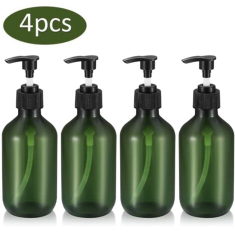 Ensemble de quatre flacons-pompes ING - 300 ml - Distributeur de savon - Flacon rechargeable pour shampoing et gel douche - Plastique PET-AquaForge (1/5)