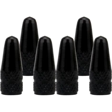 Lot de 6 bouchons de valve noirs pour vélo, protection anti-poussière en alliage d'aluminium pour jantes.-AquaForge (1/5)