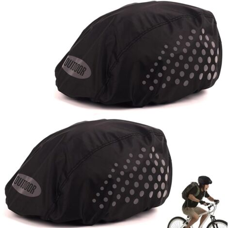 Lot de 2 housses de pluie pour casque de vélo - Housse de pluie - Housse de casque - Bandes réfléchissantes - Universelle-AquaForge (1/5)