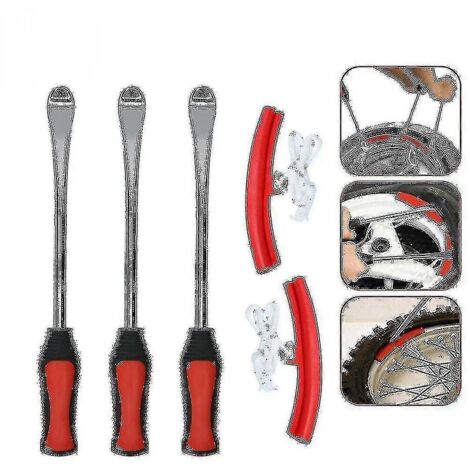 Outils pour le changement de pneus Moto Vélo Démonte-pneu Protection de jante Seau pour voiture Kit de pneus (3 clés + 2 protections)-AquaForge (1/4)