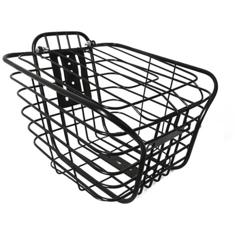 Panier avant de vélo en fer noir grande capacité avec couvercle, accessoire multifonctionnel pour vélo électrique-AquaForge (1/5)