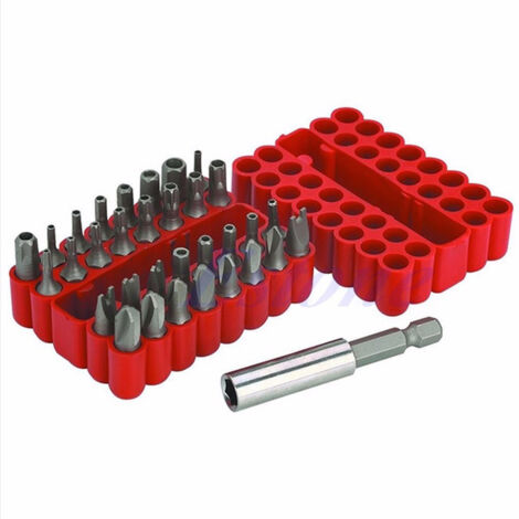 33 embouts de sécurité pour perceuse, clé hexagonale Torx et tournevis avec support (neufs)-AquaForge (1/5)