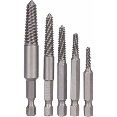 Foret à vis, outil d'extraction de boulons, 5 extracteurs de vis cassées à tige hexagonale, outil d'extraction de dents fines endommagées-AquaForge (1/5)