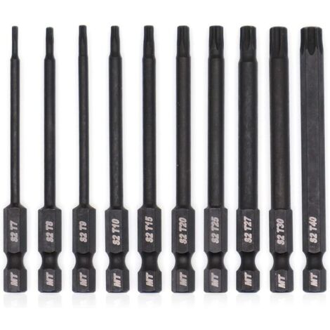 Jeu d'embouts Torx pour tournevis, perceuses et clés à douille, résistant à la température, traitement thermique avancé, revêtement phosphaté, 8 cm, 10 pièces-AquaForge (1/5)
