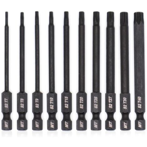 Jeu d'embouts Torx pour tournevis, perceuses et clés à douille, résistant à la température, traitement thermique avancé, revêtement phosphaté, 8 cm, 10 pièces-AquaForge (1/5)