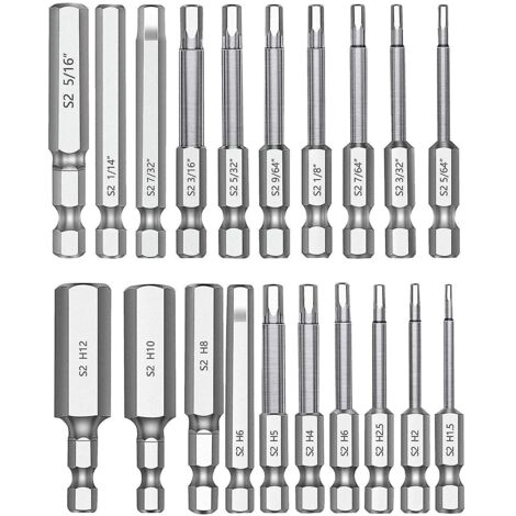 Jeu de 20 embouts de perçage hexagonaux, 5,8 cm de long, 6,35 mm de diamètre, tournevis magnétique à connexion rapide-AquaForge (1/5)