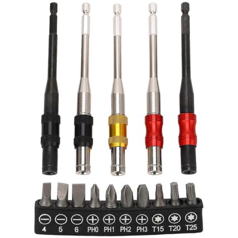 Porte-embout magnétique rotatif, tige hexagonale 1/4" pour perceuse, tige autobloquante à dégagement rapide, 145 mm-AquaForge (1/2)