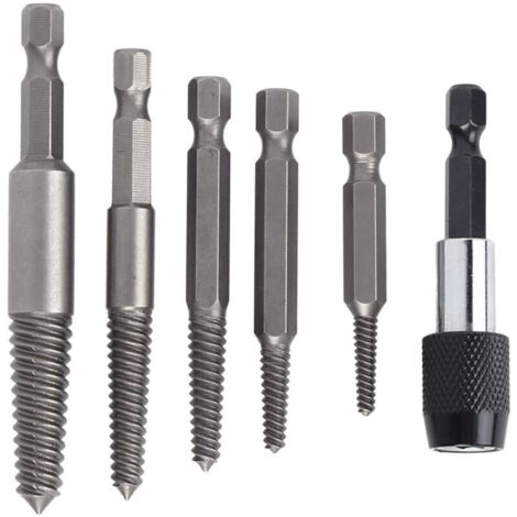Ensemble extracteur de vis sans tête, extracteur de goujons, outil de perçage pour l'extraction de goujons, extracteur de filetage avec mandrin à changement rapide-AquaForge (1/4)