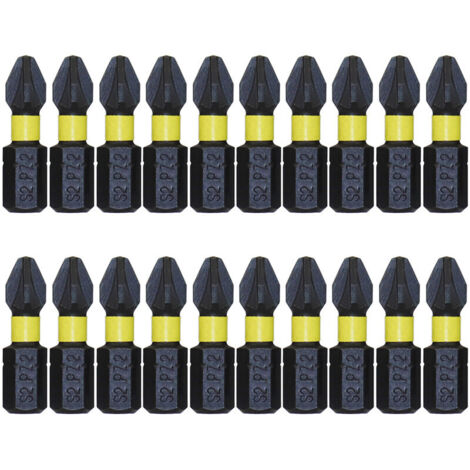 Lot de 20 embouts de tournevis à percussion PZ2 de 25 mm, embouts de perçage Pozi résistants aux chocs-AquaForge (1/5)