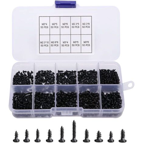 500 vis autoperceuses à tête cruciforme, noires.-AquaForge (1/5)