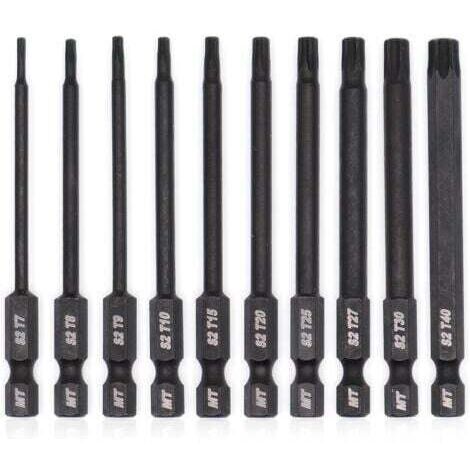 Jeu d'embouts Torx pour tournevis, perceuses et clés à chocs, résistant à la température, traitement thermique avancé, revêtement phosphaté, 8 cm, 10 pièces-AquaForge (1/5)