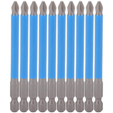 10 embouts de tournevis Phillips PH2 antidérapants et magnétiques de 90 mm pour perceuse électrique. Accessoires pour perceuse électrique.-AquaForge (1/4)