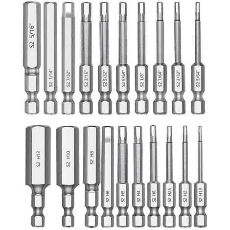 Jeu de 20 embouts de perçage hexagonaux, 5,8 cm de long, 6,35 mm de diamètre, tige à dégagement rapide, tournevis magnétique-AquaForge (1/2)